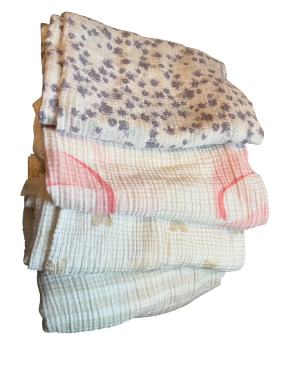 Set of cloud island & Burt’s bees muslin baby blankets